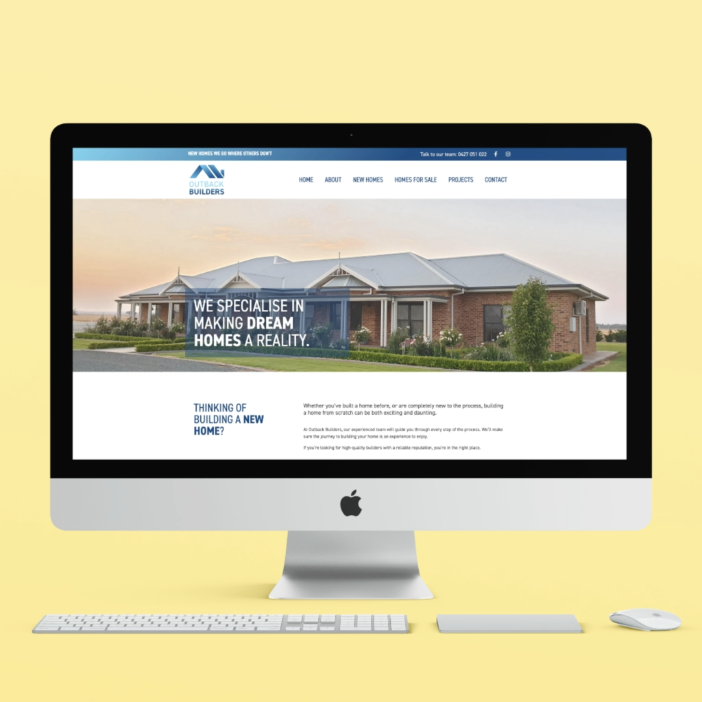 Outback Builders Website imac mockup